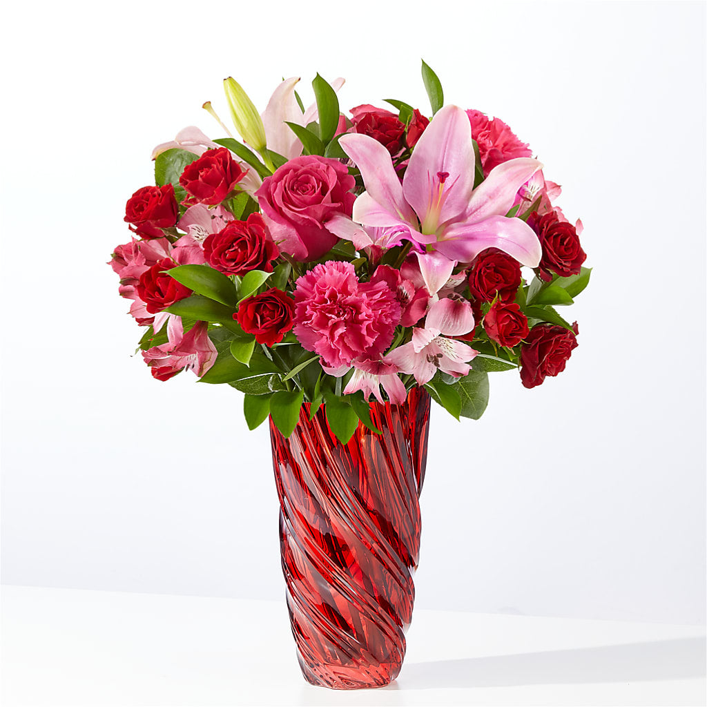 In Love Bouquet with Luxe Swirl Vase – Linda Floral, Burlington NC