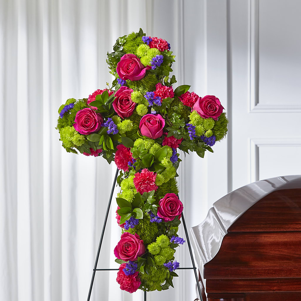 Tribute Rose Floral Cross – Linda Floral, Burlington NC