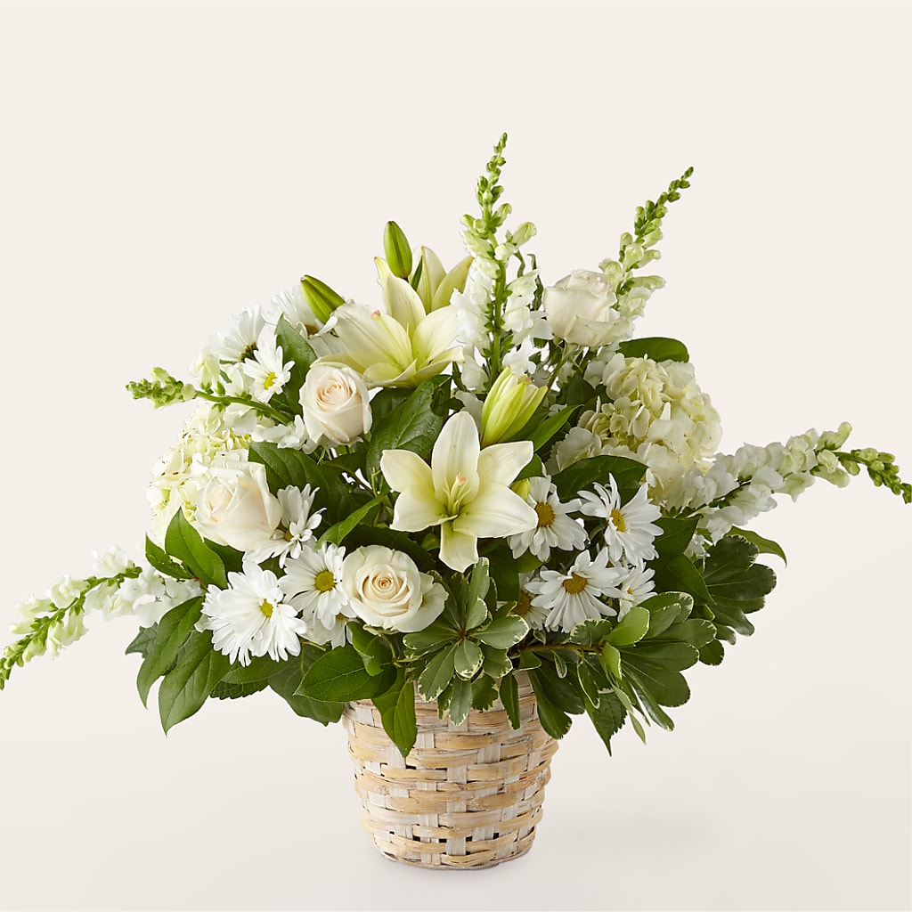 Ivory Elegance Floral Basket – Linda Floral, Burlington NC