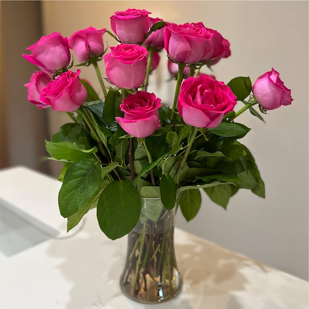 Long Stem Pink Rose Bouquet –  Linda Floral, Burlington NC