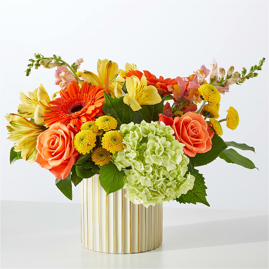 Autumn Sunshine Bouquet with Ivory Vase –  Linda Floral, Burlington NC