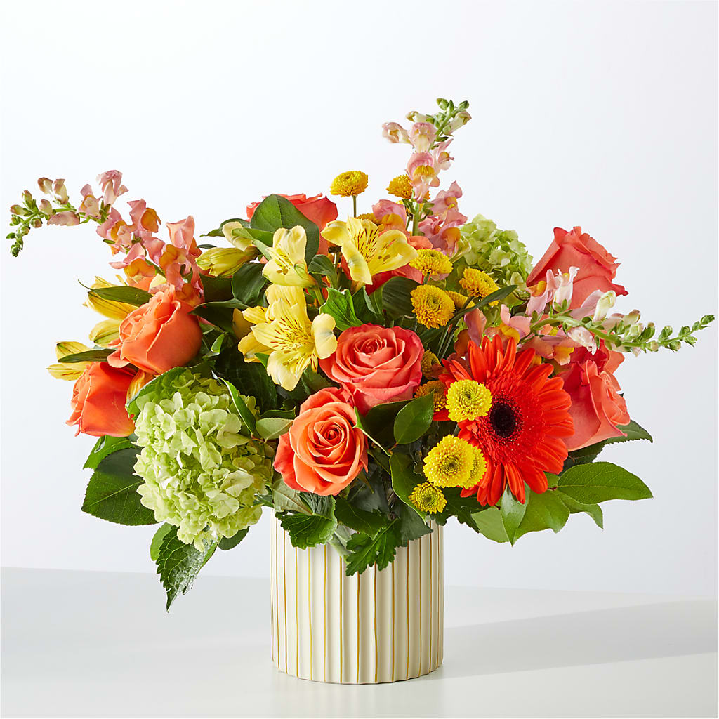 Autumn Sunshine Bouquet with Ivory Vase –  Linda Floral, Burlington NC