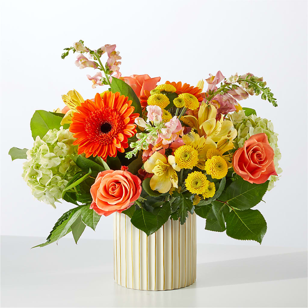 Autumn Sunshine Bouquet with Ivory Vase –  Linda Floral, Burlington NC