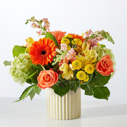 Autumn Sunshine Bouquet with Ivory Vase –  Linda Floral, Burlington NC